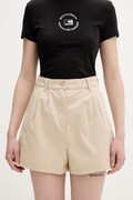 Tommy Jeans szorty damskie bawełniane z elastanem beżowe high waist DW0DW23268