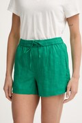 Tommy Hilfiger σορτς Γυναικεία λινά πράσινα ψηλή WW0WW49637
