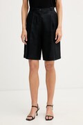 Sisley šortky dámské lněné černé high waist 4TTSL901Y