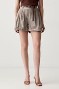 Haveone szorty damskie bawełniane brązowe high waist PFL-Q233