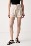 Haveone pantaloni scurți pentru femei din denim bej high waist PGZ-Q246