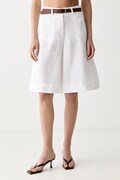 ViCOLO bermudy dámske ľanové biele high waist TAB0405