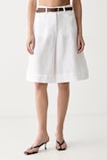 ViCOLO bermudy dámske ľanové biele high waist TAB0405