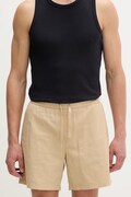 Tommy Jeans szorty męskie z lnem beżowe high waist DM0DM22825