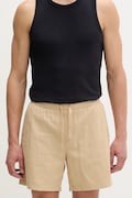 Tommy Jeans szorty męskie z lnem beżowe high waist DM0DM22825