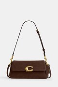 Coach torebka crossbody damska zamszowa Suade Jet Shoulder Bag brązowa CDZ74