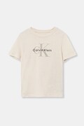 Calvin Klein Jeans t-shirt bawełniany dziecięcy kolor beżowy z nadrukiem IU0IU00715