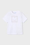 Mayoral t-shirt bawełniany dziecięcy kolor biały z nadrukiem 170