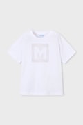 Mayoral t-shirt bawełniany dziecięcy kolor biały z nadrukiem 170