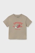 Mayoral t-shirt bawełniany dziecięcy kolor beżowy z nadrukiem 1007