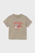 Mayoral t-shirt bawełniany dziecięcy kolor beżowy z nadrukiem 1007