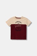 Guess t-shirt bawełniany dziecięcy kolor bordowy z aplikacją N6RI16 K8HM4