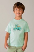 Mayoral t-shirt bawełniany dziecięcy kolor turkusowy z nadrukiem 3059