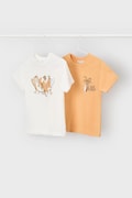 Mayoral t-shirt bawełniany dziecięcy 2-pack kolor pomarańczowy z nadrukiem 3063