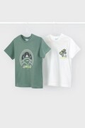 Mayoral t-shirt bawełniany dziecięcy 2-pack kolor zielony z nadrukiem 3063