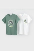 Mayoral t-shirt bawełniany dziecięcy 2-pack kolor zielony z nadrukiem 3063