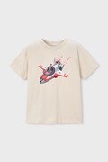 Mayoral t-shirt bawełniany dziecięcy kolor beżowy z nadrukiem 3067
