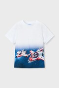 Mayoral t-shirt bawełniany dziecięcy kolor biały wzorzysty 3071