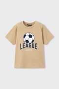 Mayoral t-shirt bawełniany dziecięcy kolor beżowy z nadrukiem 3074
