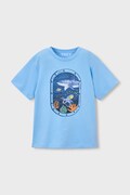 Mayoral t-shirt bawełniany dziecięcy kolor niebieski z nadrukiem 3079