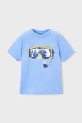 Mayoral t-shirt bawełniany dziecięcy kolor niebieski z nadrukiem 3081