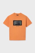 Mayoral t-shirt bawełniany dziecięcy kolor pomarańczowy z nadrukiem 6035