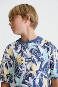 Mayoral t-shirt bawełniany dziecięcy kolor niebieski wzorzysty 6039