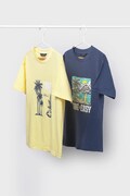 Παιδικό βαμβακερό μπλουζάκι Mayoral 2-pack χρώμα: κίτρινο, 6040