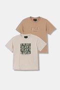 Emporio Armani t-shirt bawełniany dziecięcy 2-pack kolor beżowy z nadrukiem EB001343 AF14503