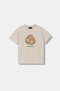 Emporio Armani t-shirt bawełniany dziecięcy kolor beżowy z nadrukiem EB001344 AF14503