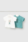 Mayoral Newborn tricou din bumbac pentru bebeluși 2-pack culoarea alb, cu imprimeu, 1074
