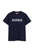 Dječja pamučna majica kratkih rukava HUGO boja: tamno plava, s tiskom, G01016