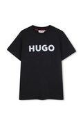 Dječja pamučna majica kratkih rukava HUGO boja: crna, s tiskom, G01016