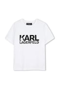 Detské bavlnené tričko Karl Lagerfeld biela farba, s potlačou, Z31098