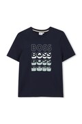 Παιδικό βαμβακερό μπλουζάκι BOSS χρώμα: ναυτικό μπλε, J52982