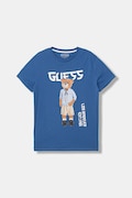 Guess t-shirt bawełniany dziecięcy kolor niebieski z nadrukiem L6GI09 K8HM4