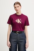 Calvin Klein Jeans t-shirt bawełniany damski kolor bordowy LV047E819G