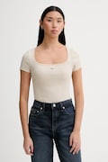 Tommy Jeans t-shirt damski kolor beżowy DW0DW21837