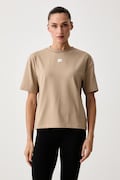 HUGO T-shirt oversize damski z modalem SIGNATURE_TSHIRT beżowy 50556807