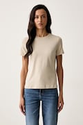 Guess T-shirt damski z bawełną TRACEY beżowy V6RI07 J1314