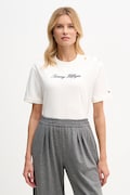 Pamučna majica Tommy Hilfiger za žene, boja: bež, WW0WW47819
