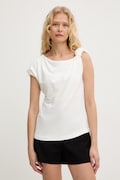 Pinko t-shirt damski bawełniany z elastanem beżowy 106373 A35D
