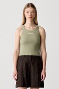 Karl Lagerfeld Jeans crop top damski z bawełną zielony B1W18024