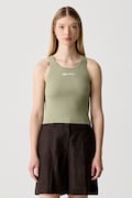 Karl Lagerfeld Jeans crop top damski z bawełną zielony B1W18024