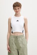 adidas crop top damski bawełniany z elastanem Essentials biały JZ6876