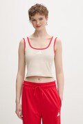 adidas crop top damski bawełniany z elastanem Stadium beżowy KE9575