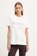 Elisabetta Franchi t-shirt bawełniany damski kolor beżowy MA69P61E2