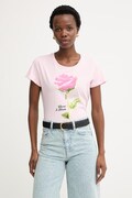 Liu Jo T-shirt damski bawełniany różowy WA6477 JS923