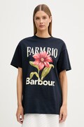 Barbour t-shirt γυναικείο βαμβακερό x Farm Rio σκούρο μπλε LTS0736