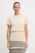 Bavlnené tričko Twinset dámske, béžová farba, 261TP2343